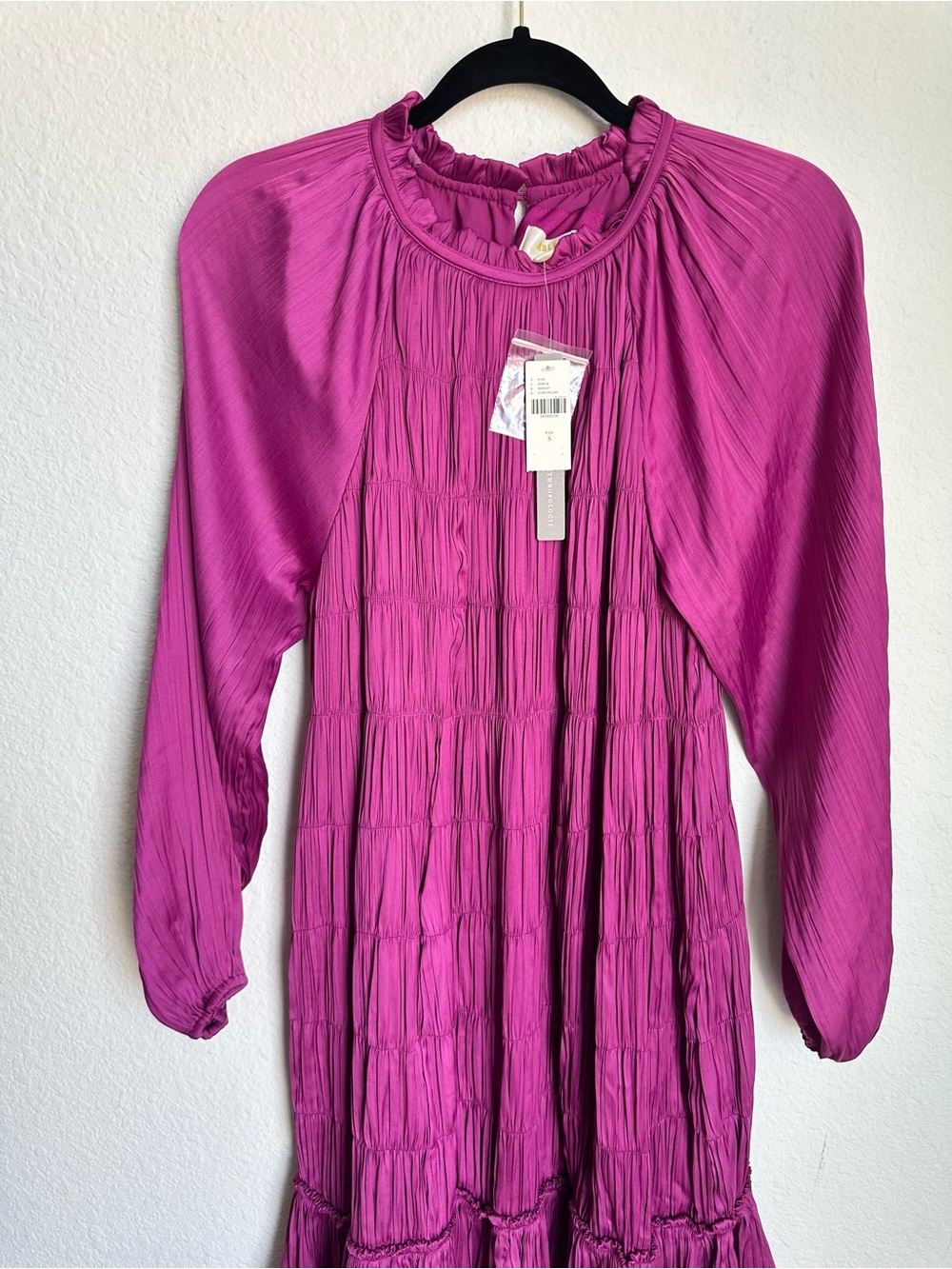 Maeve Anthropologie Tasha Smocked pleated purple Mini Dress Small NWT bohemian - Picture 5 of 15